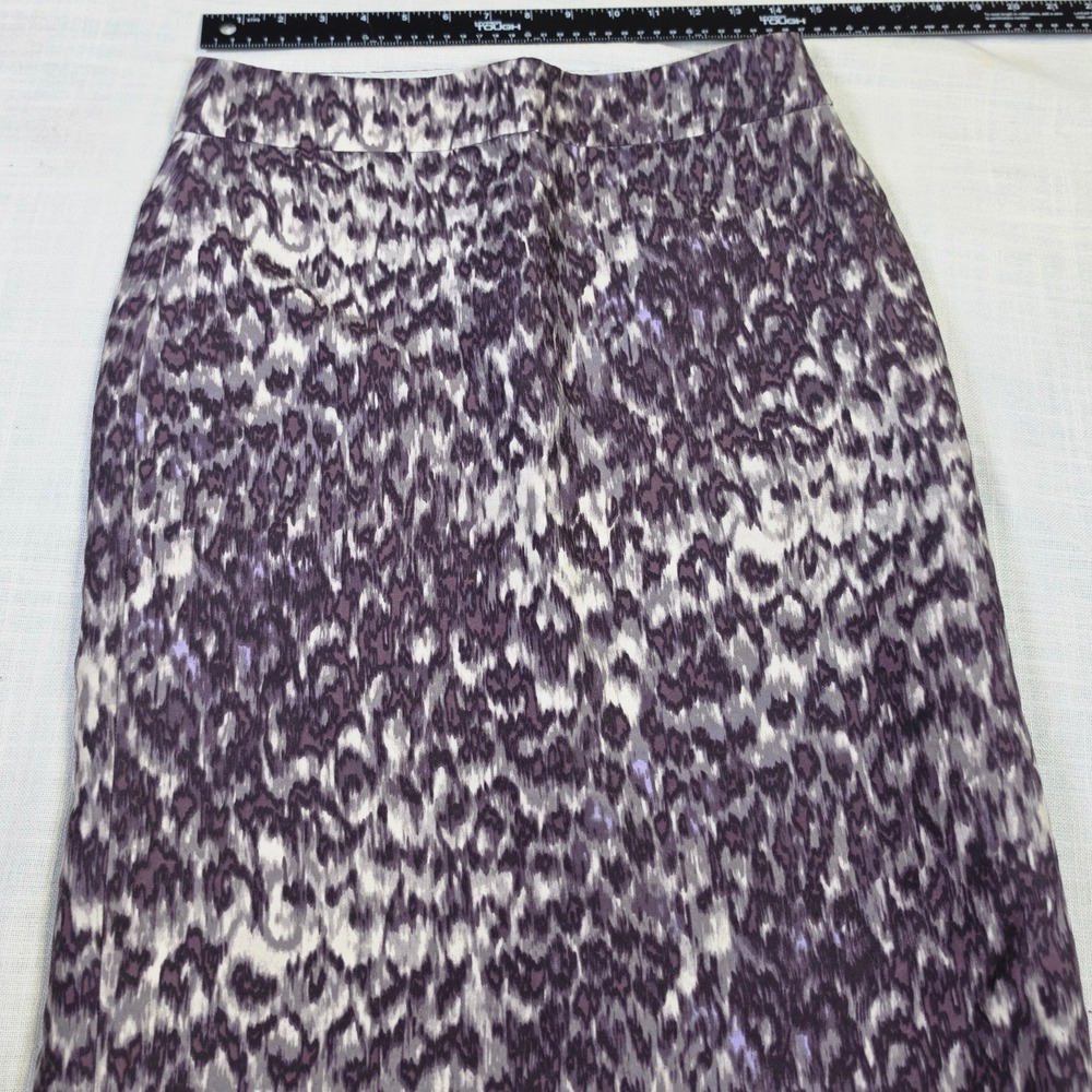 J.Crew Purple Ikat Animal Print Wool Silk Blend Pencil Skirt Work Basic Size 4